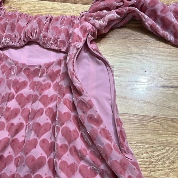 For Love Lemons Nikki Heart Burnout Cute Romantic Midi Dress size S - Picture 12 of 16